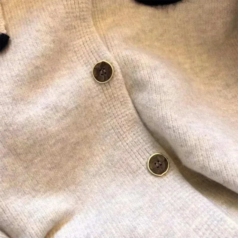 Korej Casual Women Cardigan 2023 Autumn Winter Clothes Peter Pan Collar Knitted Sweater Coat Knitwear Solid Ladies Tops 241007