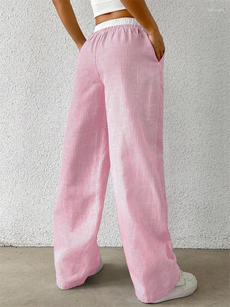 Men's Pants Women's Casual Striped Woven Wide Leg Fall Winter 2024 Stylish Full Length Trousers Y2K Clothes Streetwear