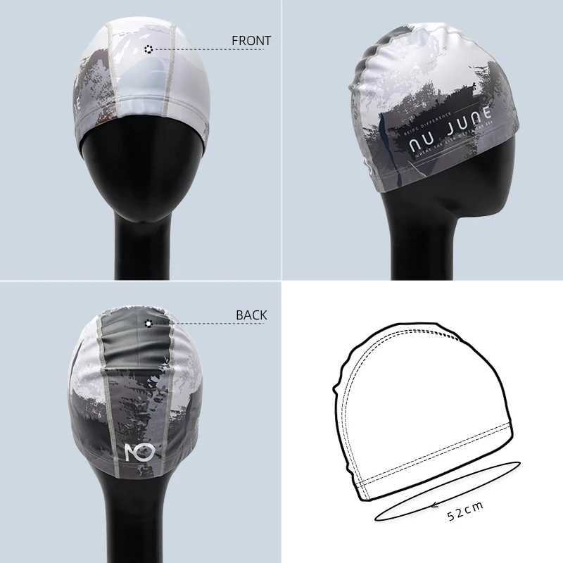 Nujune high elasticity swimming cap for adults waterproof stretchable comfortable ear care summer swimming pool shower cap CL241009