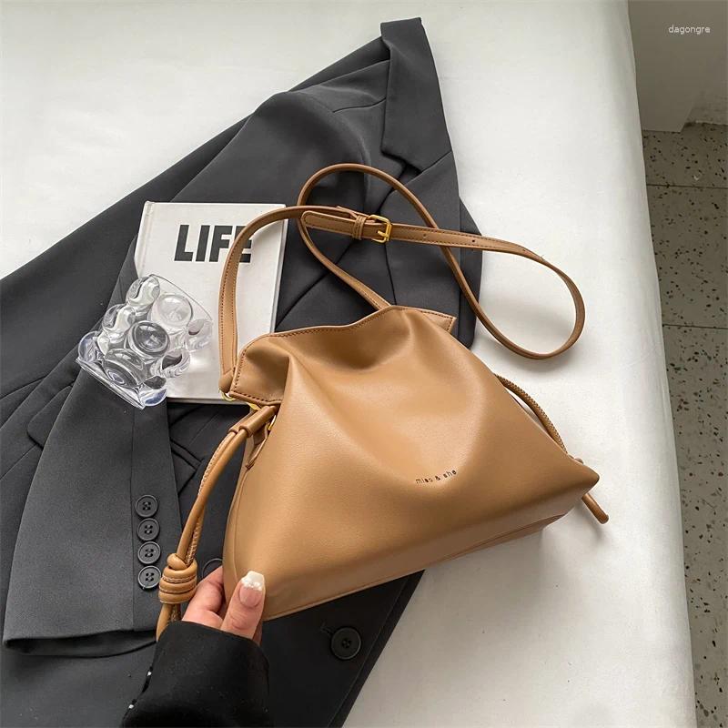 Shoulder Bags Vintage Small Crossbody For Women 2024 Winter Trend Designer Leather Handbags And Purses Simple Bucket Bag