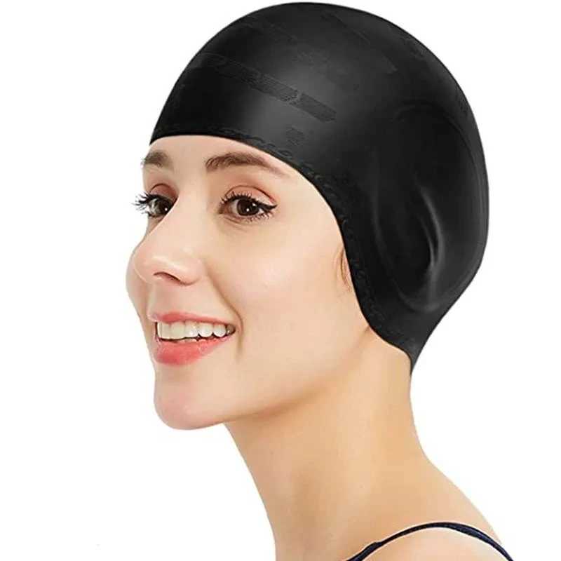 Waterproof swimming cap - high elasticity ear protection large silicone diving cap enhances comfort and durability CL241009