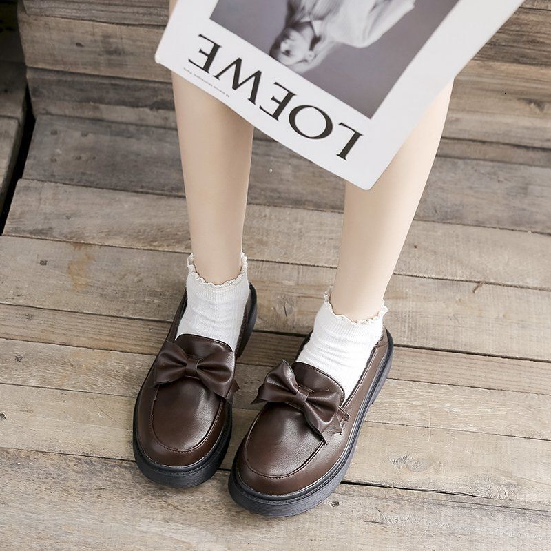 Single shoe women's 2024 spring new British style JK college style small leather shoes with flat bottom bow bow women's shoes