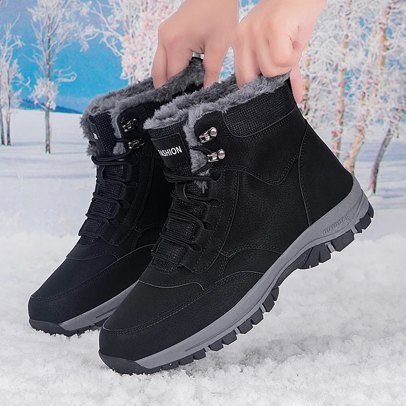 Mens winter snow boots womens waterproof sports shoes super warm mens boots outdoor mens hiking boots work travel shoes size 37-47 240923