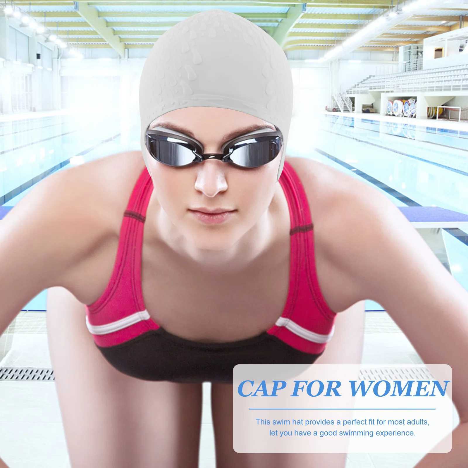 Silicone Bubble Swimming Cap Suitable for Female Swimmers Adult Swimmers Hair Waterproof Cap CL241009