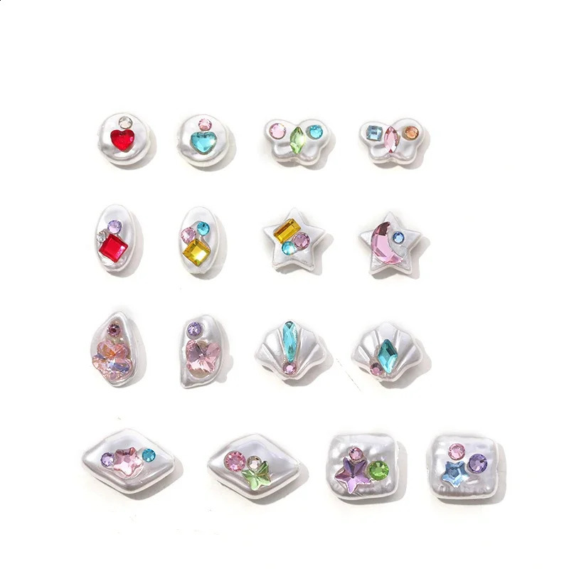 5 Nail Enhancement Baroque Diamond Inlaid Antique Pearl Jewelry Summer Starfish Shell Irregular Art Accessories 241008