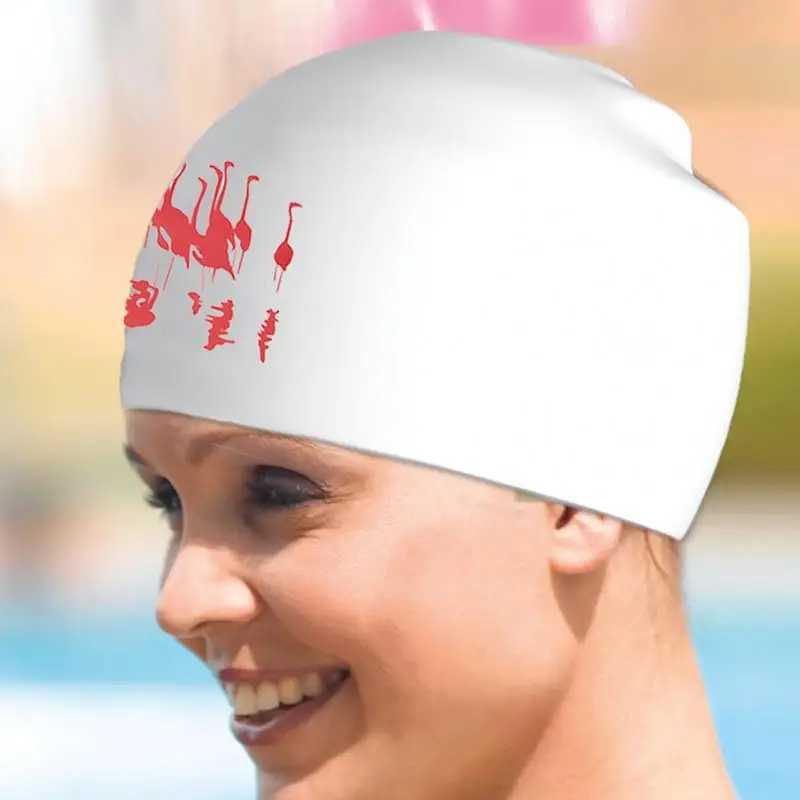 Adult swimming cap silicone unisex adult swimming cap flamingo print comfortable pool cap anti slip long hair training cap CL241009