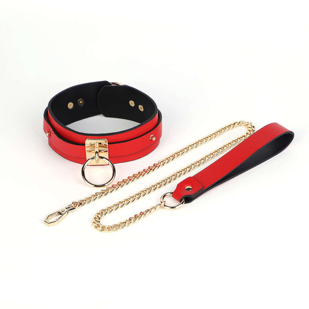 Sex toys SM props big red PU sex collar SM traction training sex collar adult sex toys