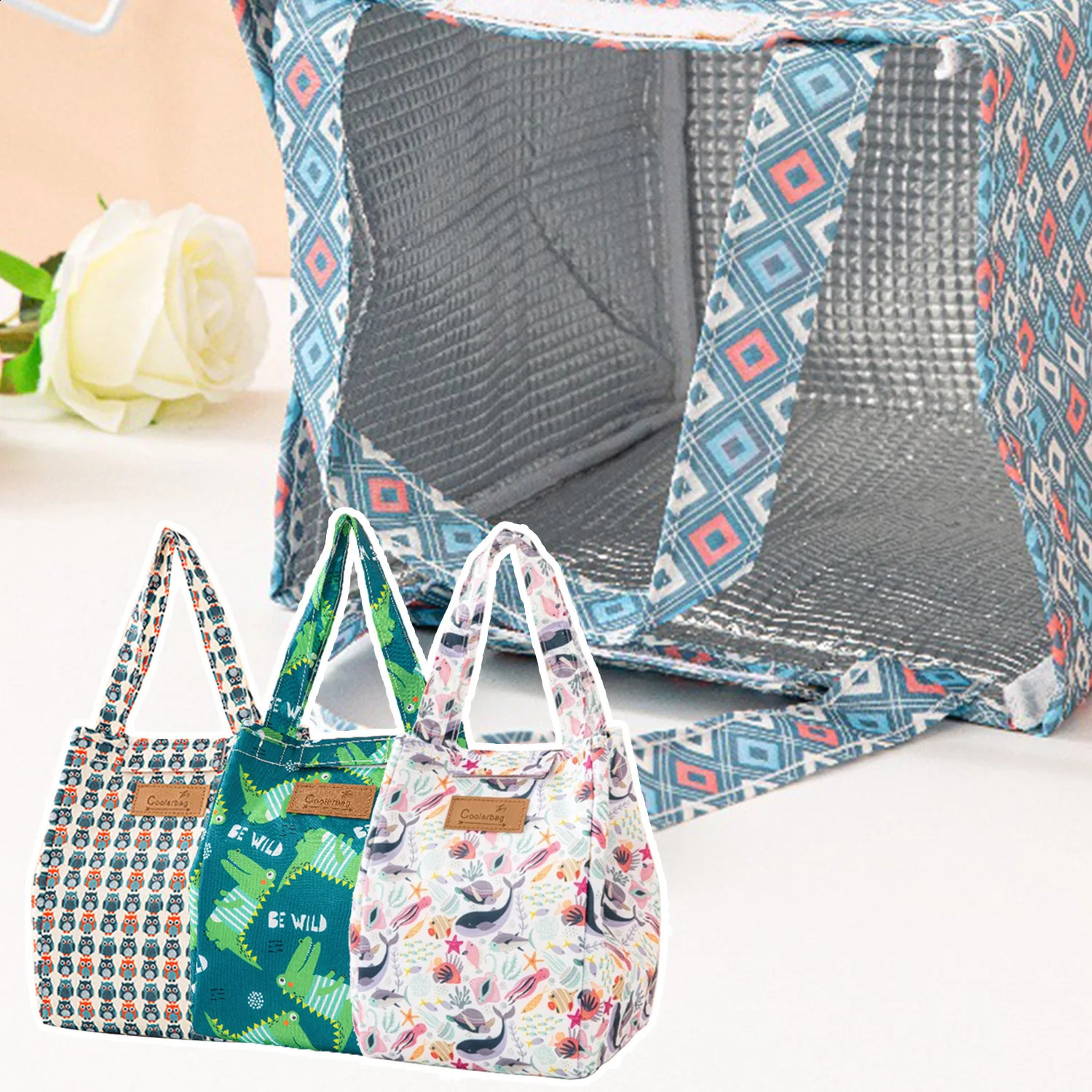 1 PC Portable Insulated Thermal Cooler Bag Lunch Foods Drink Storage Picnic Camping Bags Outdoor Box Beach 240925