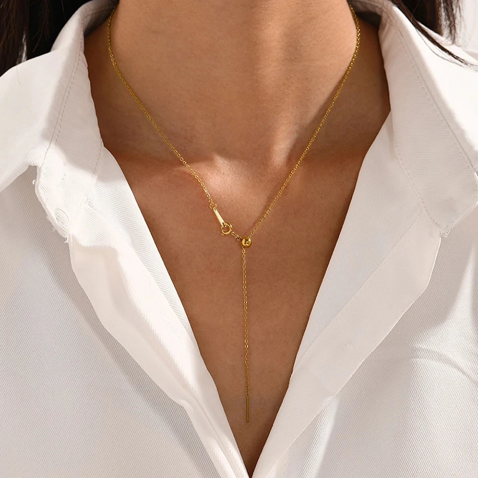 Visunion 10 piece long pendant necklace stainless steel Dainty chain necklace 240929