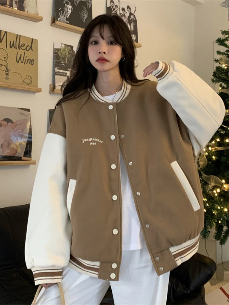 Nicmeix High Street Baseball Jacket Womens Spring and Autumn Bomber Jacket Korea Extra Large Thick Winter Apron Jacket 240930
