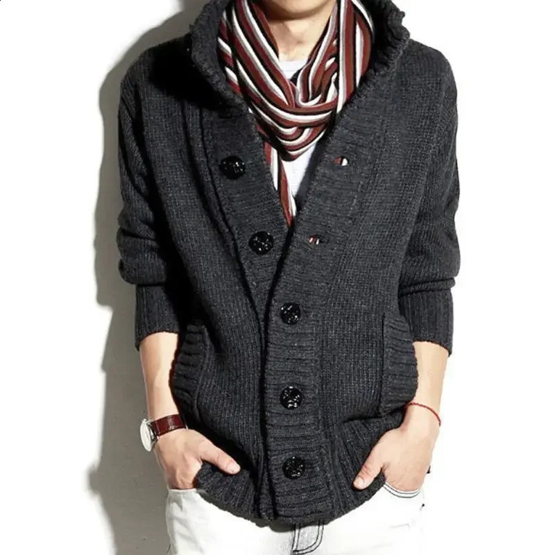 Mens sweater autumn and winter collection Coats thick opening Harajuku high-quality knitted cardigan mens top casual Y2k 241007