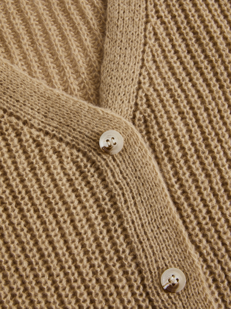 ONEK Solid Brown Suede Wool Plus Size Women 2022 Autumn Winter Buttons Up Cardigan Sweater Oversize Knitwear Clothing