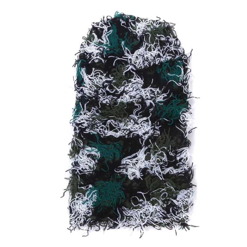 Hip Hop Balaclava Distressed Knitted Hat Full Face Ski Mask Womens Outdoor Camouflage Wool Beanies Mens 241009