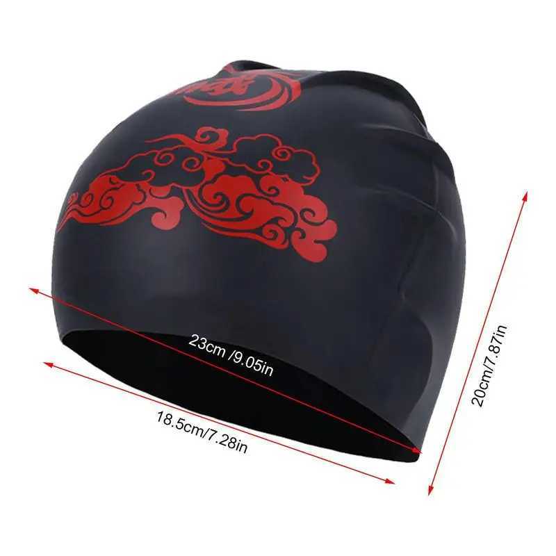 Silicone swimming cap suitable for adults men women Chinese style swimming cap long thick curly hair weaving soft swimming cap CL241009