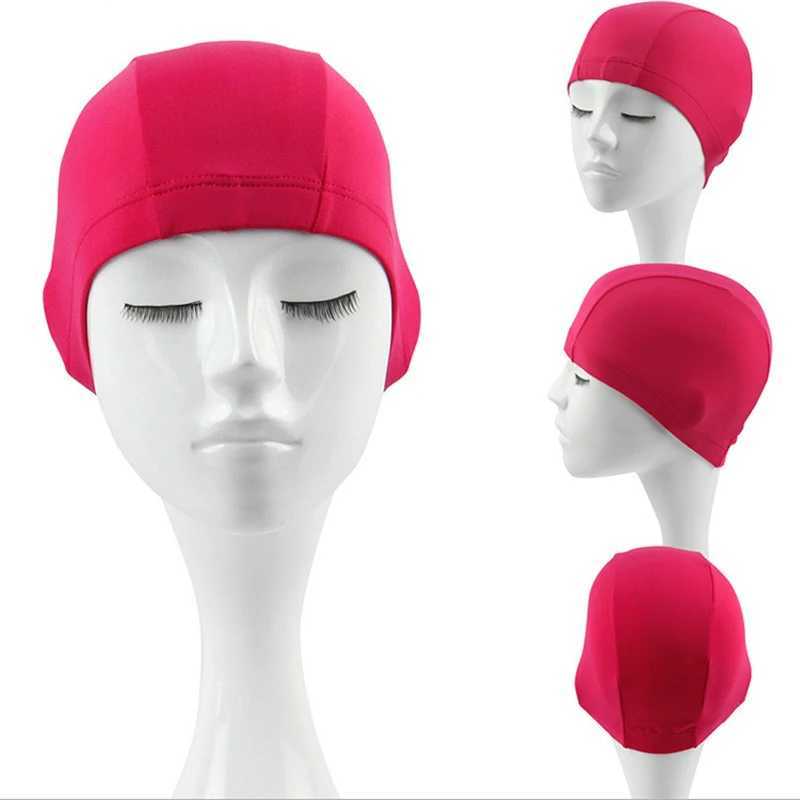Adult high elasticity swimming cap mens waterproof swimming pool cap ear protection long hair solid color diving cap CL241009