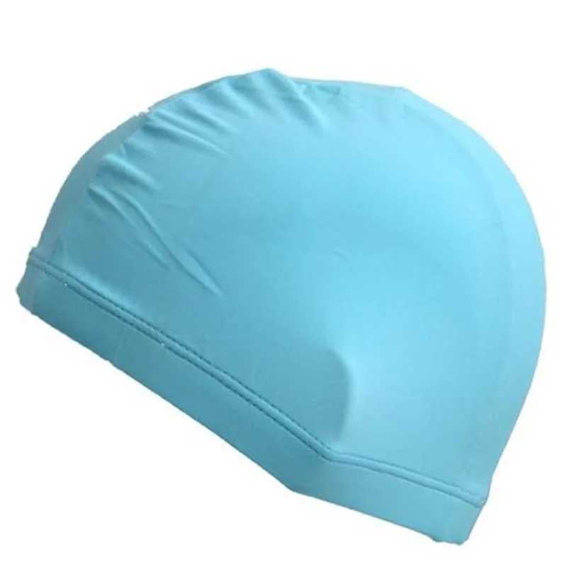 Adult womens solid color swimming cap ear protection long hair sports swimming pool cap elastic Lycra swimming cap for teenage boys and girls CL241009