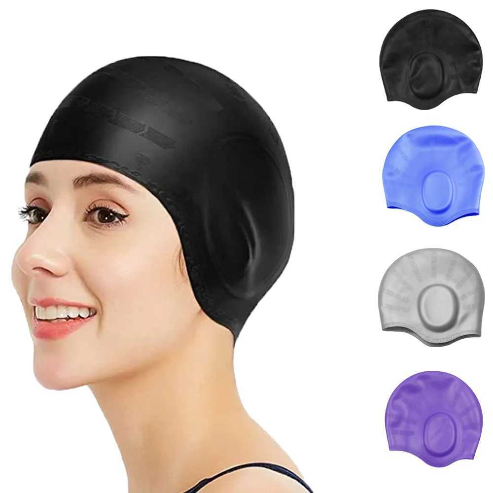 Waterproof swimming cap - high elasticity ear protection large silicone diving cap enhances comfort and durability CL241010