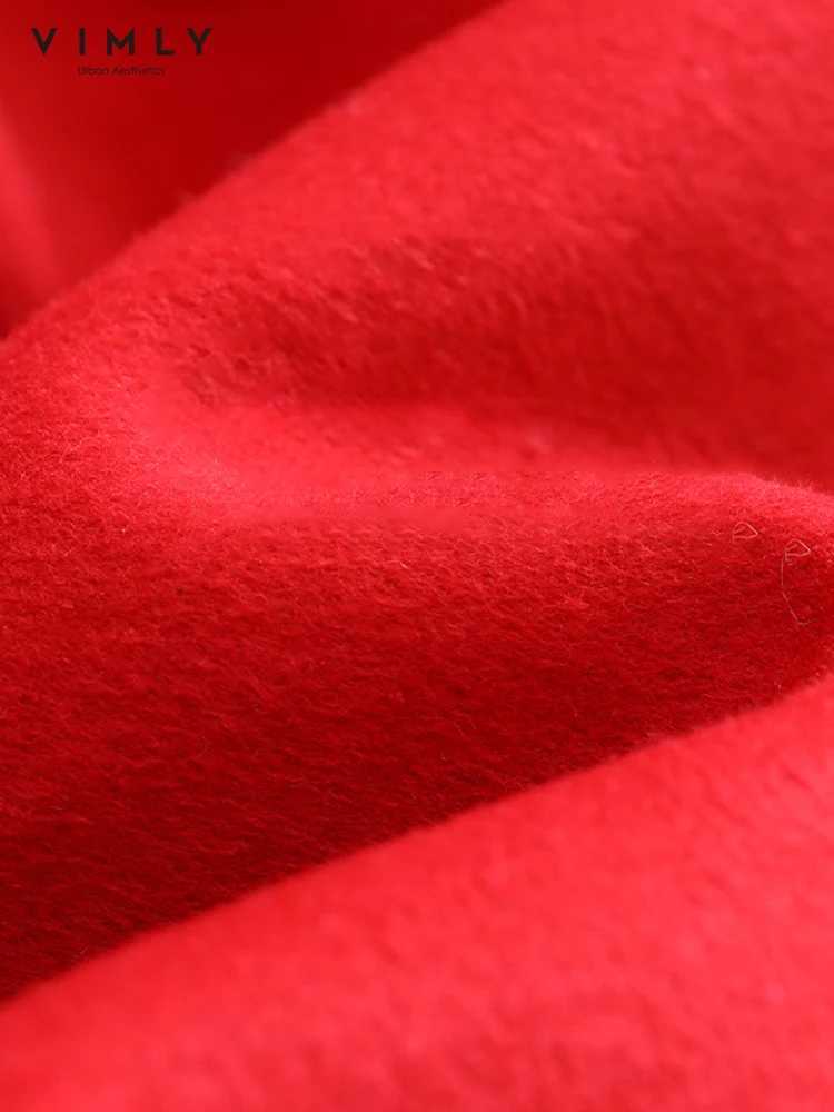 Vimly Winter Wool Coats Women Long jackets 2022 New Korean Fashion Solid Lapel Pockets Overcoat Elegant Female Woolen Coat 50373X241009