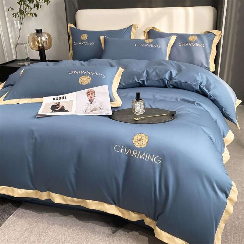 Instagram Ice Three Summer Washed Silk Light Luxury Naked Sleeping Bedding, Dormitory Quilt Four Piece Bed Sheet Set, 3