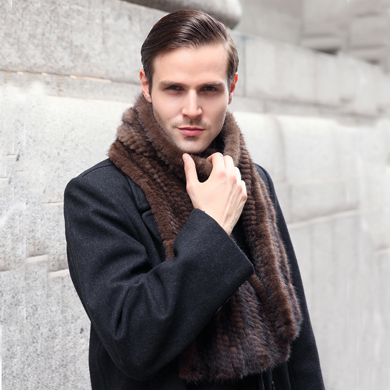 Men Women Shawl Good Gift Genuine Hand Knitted Winter Real Mink Fur Scarf
