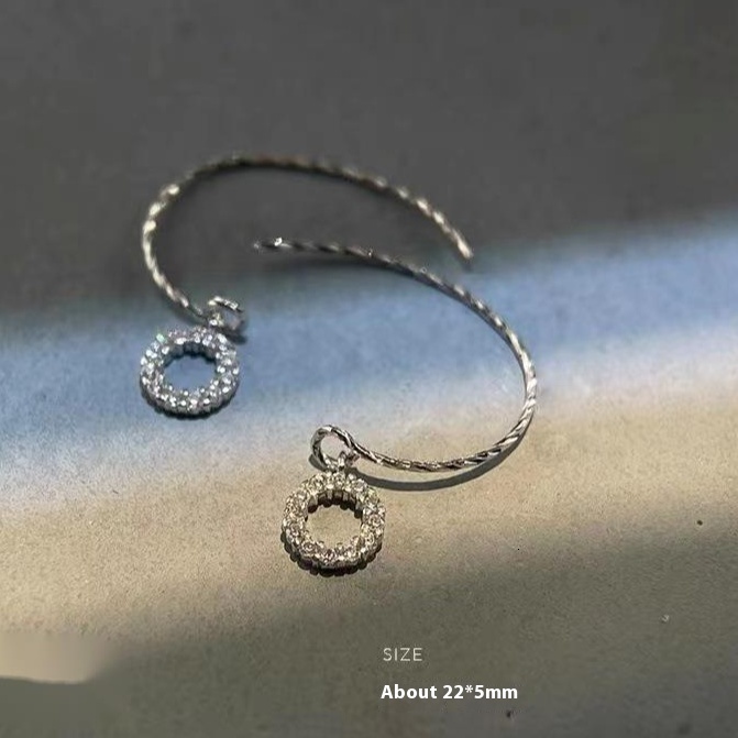 Pure sier needle sparkg dia women's earrings, light , fashionable personality, celebrity temperament, new style