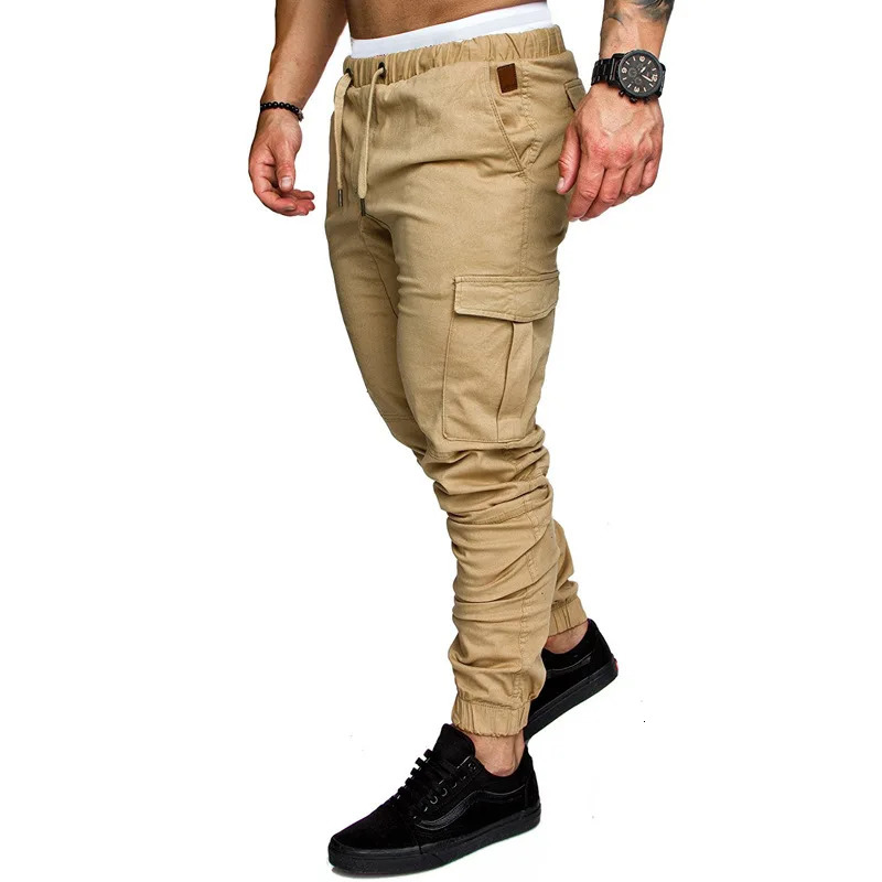 Tooling Multi Pocket Trousers Mens Cargo Pants Woven Fabric Casual Safari Style Joggers Men 241009