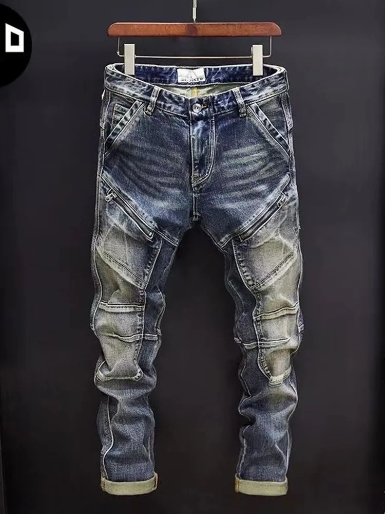 SpringSummer Fashion Trend Retro Solid Color Elastic Leg Mens Casual Relaxing Comfortable Breathable Jeans 240929