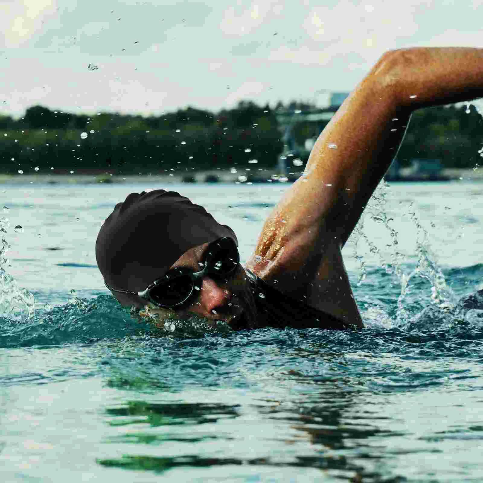 Adult swimming cap mens accessories billiards earmuffs rubber swimming accessories silicone elastic mens CL241009