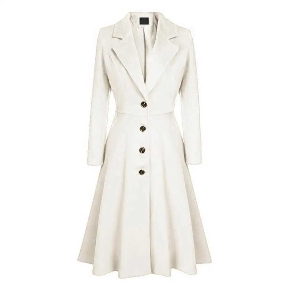 Long Coat Charming Warm Elegant Coat Lady Winter Solid Color Buttons Long Woolen Jacket Coat Daily ClothingX241009