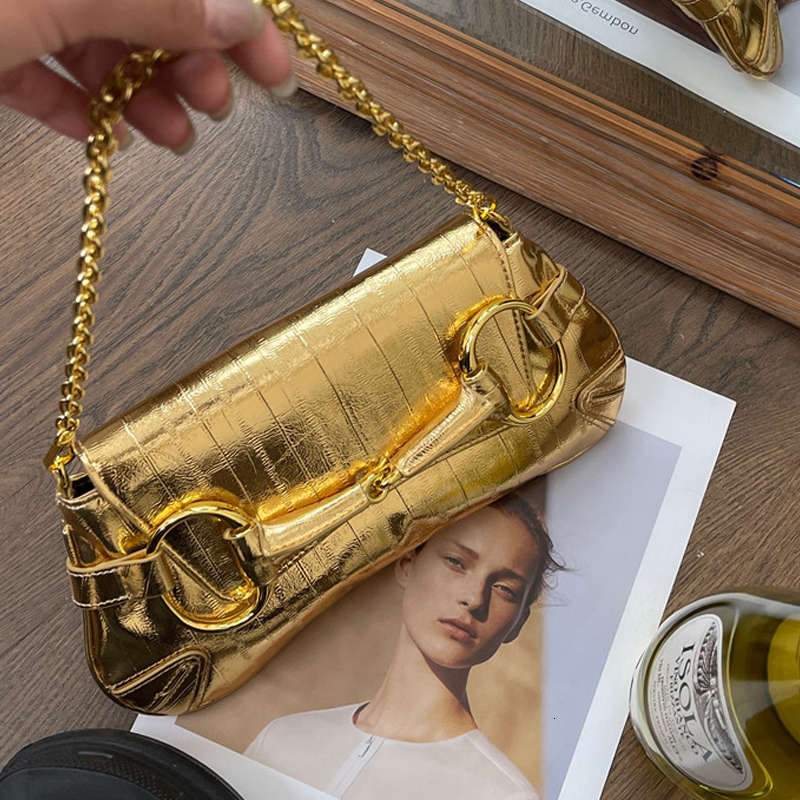 Chain Shoulder Underarm Gold Bags For Women Designer Handbag Purses 2024 New Fashion Commuting Large Capacity Crossbody