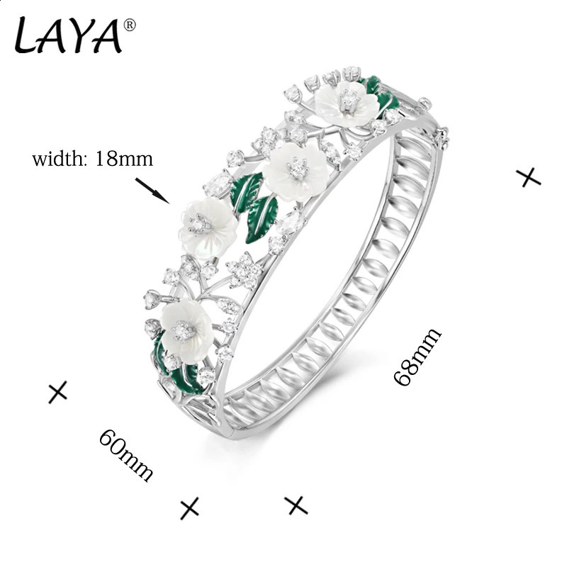 Laya 925 sterling silver summer fashion jewelry high-quality zircon natural shell flower leaf enamel bracelet 240925