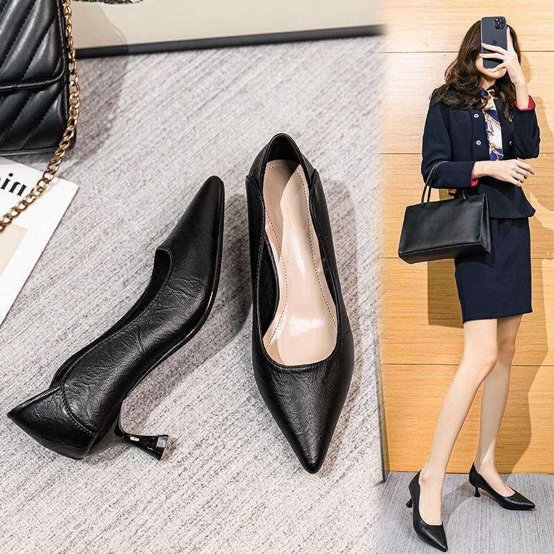 Work Clothing, Custom-Made Leather, Professional Slim Two On Soft Soled Shoes, Flight Attendant High Heels, Women's Shoes
