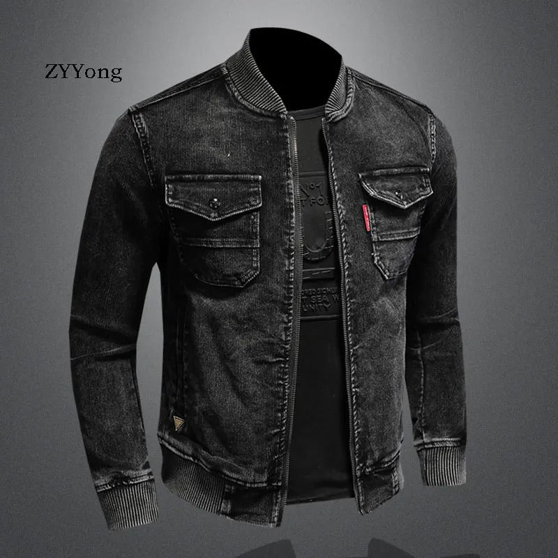 Stand up bomber pilot black Corduroy jacket mens Coats motorcycle ultrathin casual clothing Ropa Hombre 241007