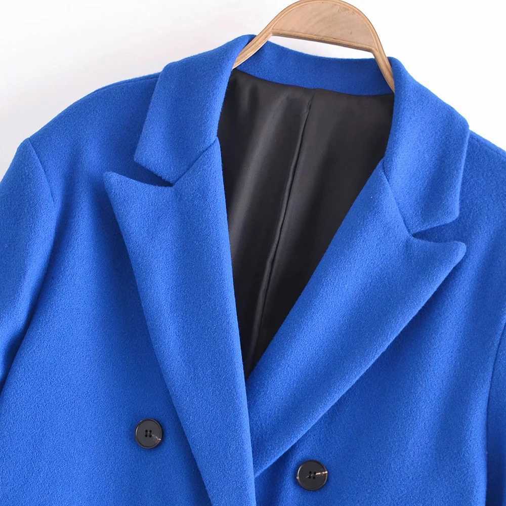 XEASY Womens Coat Autumn Woolen Coat Long Overcoat Jackets For Women 2021 Blue Womens Long Jacket Cardigan StreetwearX241009