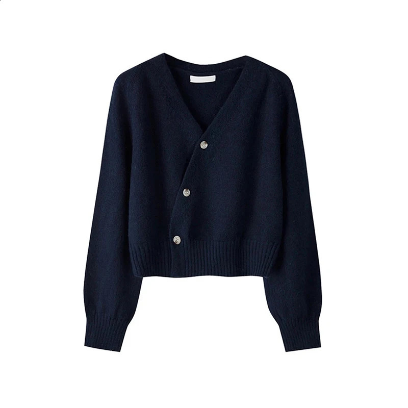 Cardigans for Women Asymmetrical Single Breasted ONeck Sweater 2024 Long Sleeve Fashion Female Solid Stretch Knitted Tops 241007