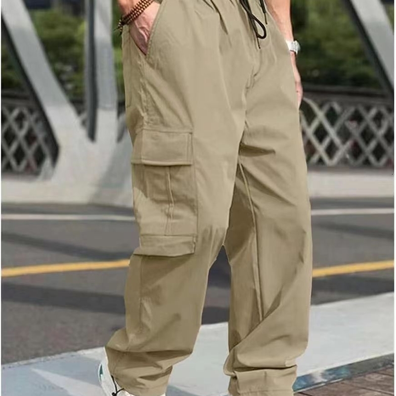 Autumn multi pocket workwear pants mens pants straight tube multifunctional mens casual pants oversized mens pants 241009
