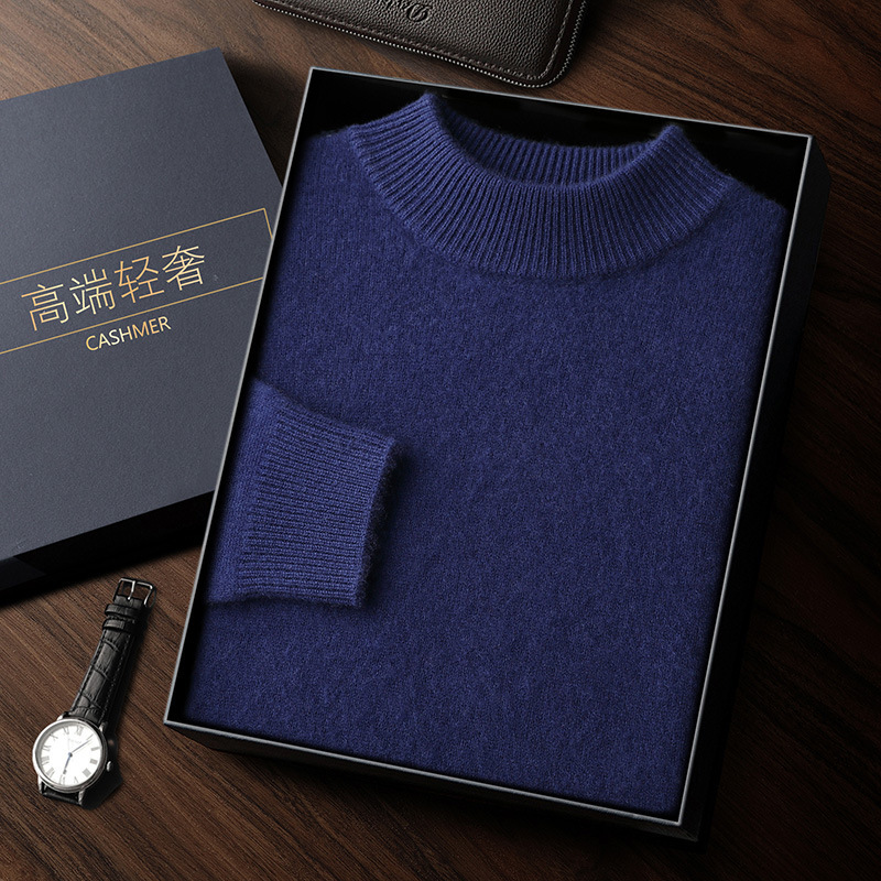 2025 new model New Designer Winter Needle trend Double Strand Thick Men s Solid Color Cashmere Round Neck Knitted Sweater Men s Plus Size Woolen Sweat