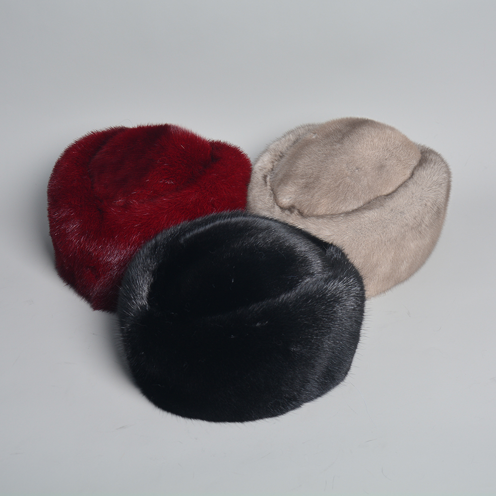 100% Natural Whole Hat Winter Elegant European And American Women Fashion Real Mink Fur Cap