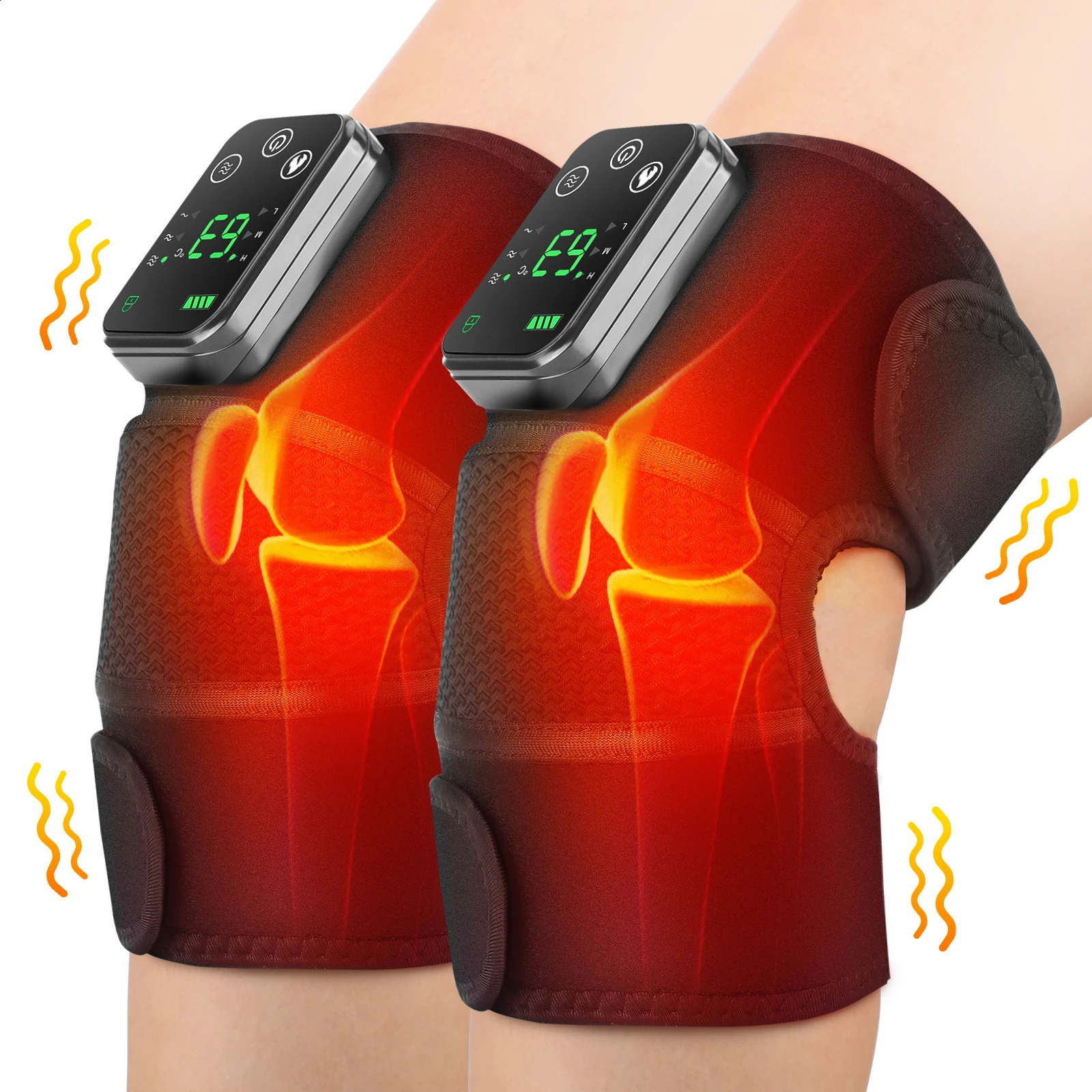 Thermal vibration knee massager with 3-level temperature control for arthritis shoulder support knee heater 241008