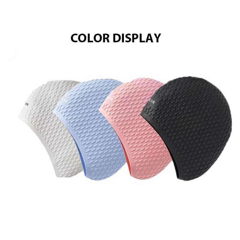 Silicone swimming cap fashionable swimming pool cap waterproof earmuffs professional water sports swimming cap CL241009