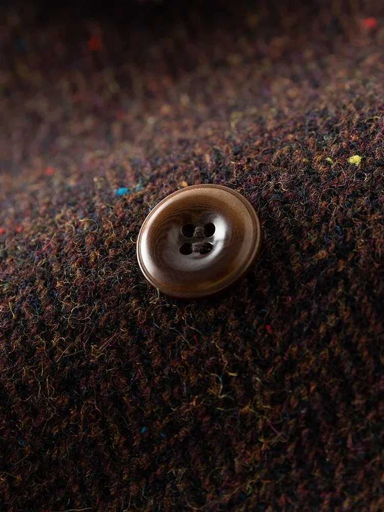 DUSHU Retro Sense Dark Coffee Brown Color Double Breasted Long Wool Coat for Women 2023 Winter Chic Design Woolen Coat FemaleX241009