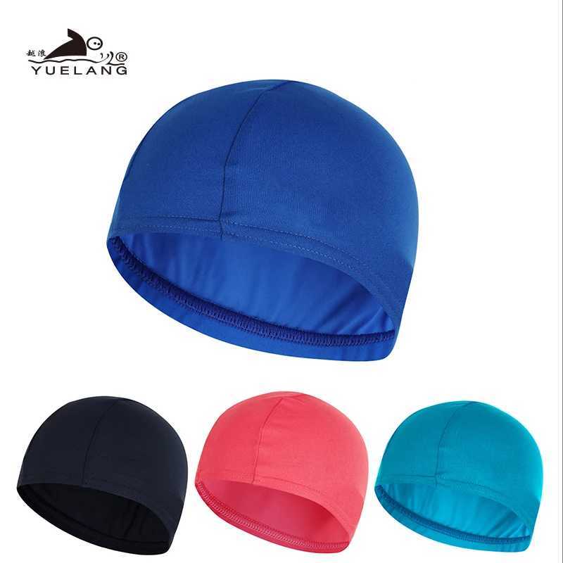 Swimming cap elastic waterproof PU fabric protects ears long hair sports swimming pool cap free size CL241009