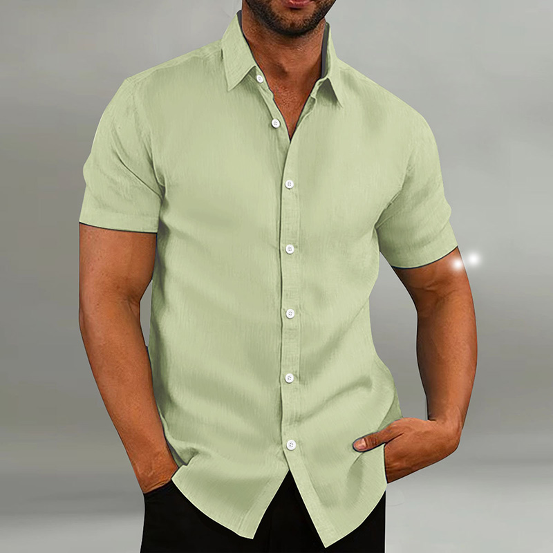 New men's retro cotton linen loose short sleeve shirt mens shirts Business blouse summer short sleeve Turn-Down Collar Man Casual fashion formal 