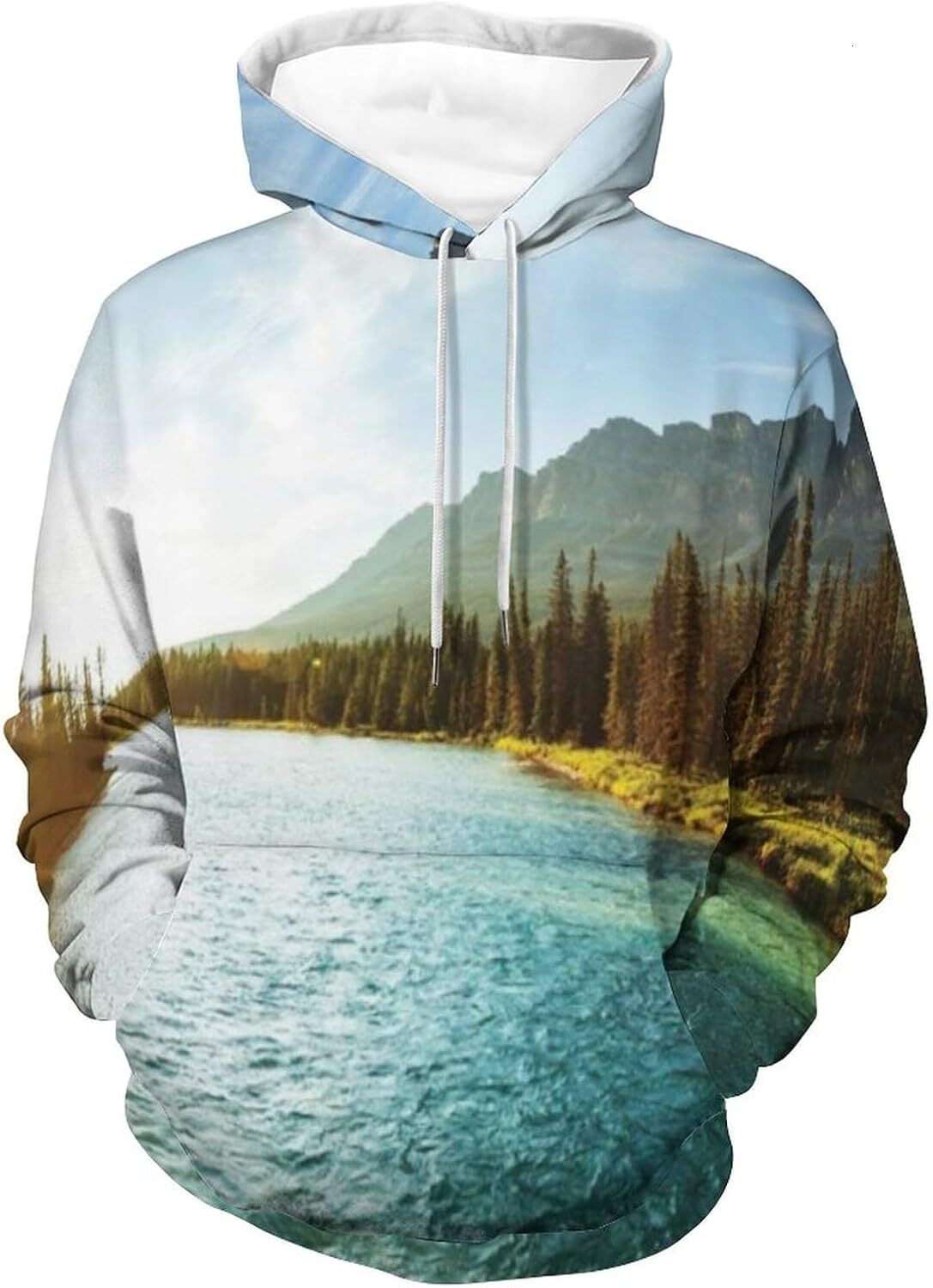 Hoodie for Mens Womens Mens Unisex Novelty Hoodies Lake Bled Slovenia with Island in the Middle Hooded Sweatshirt Graphic Hoodies sweatshirt Pullover 