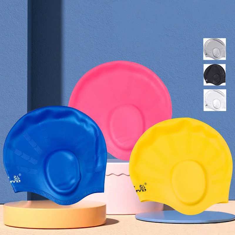 Professional silicone swimming cap equipment suitable for both men and women waterproof long hair and ear protection CL241009