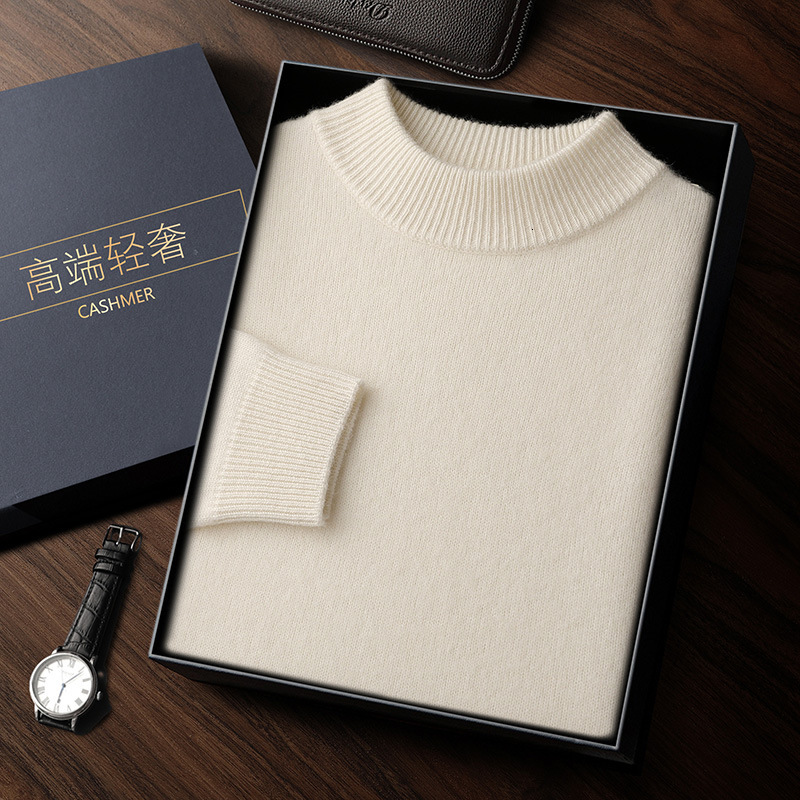 2025 new model New Designer Winter Needle trend Double Strand Thick Men s Solid Color Cashmere Round Neck Knitted Sweater Men s Plus Size Woolen Sweat