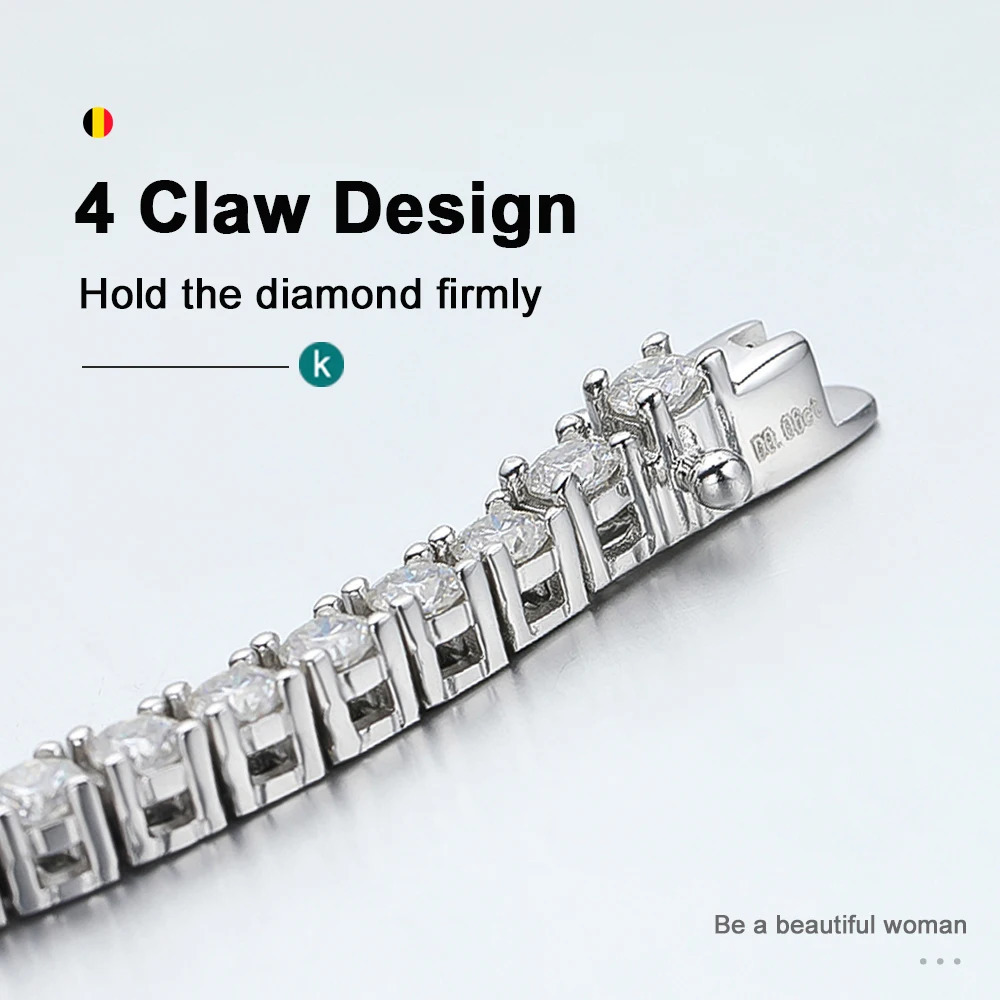 KNOBSPIN 2mm D Colored Tennis Bracelet Suitable for Women and Men Sparkling Diamond Comes with GRA s925 Pure Silver Hip Hop 240912