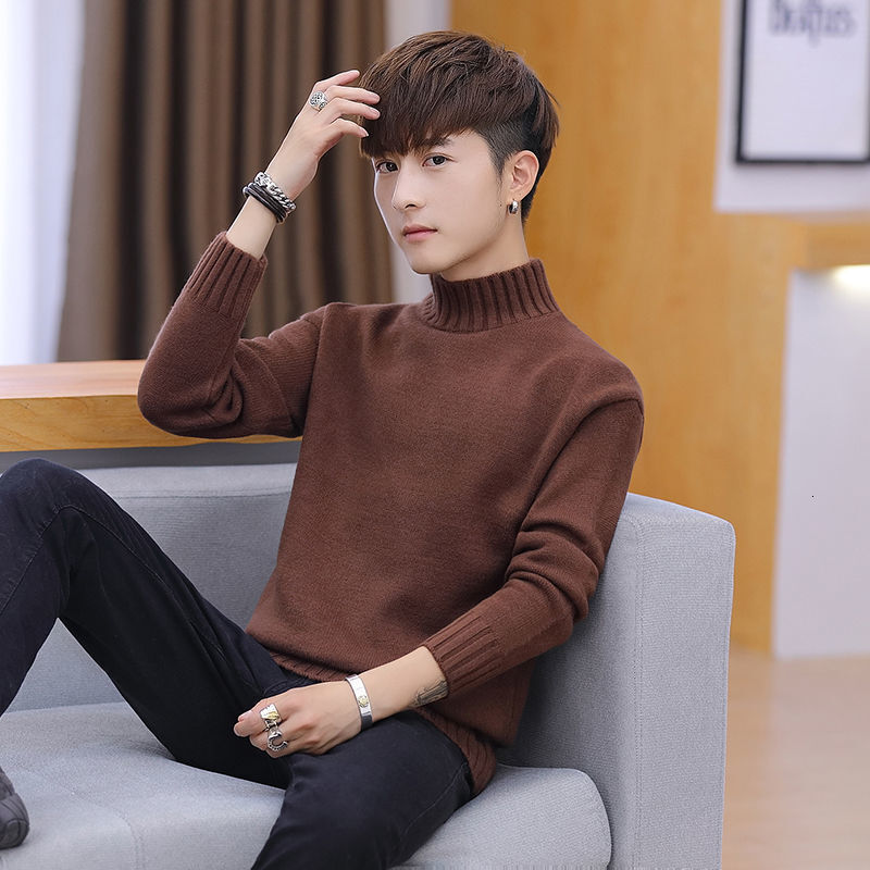 2024 new designer winter semi high neck one-piece wool thickened autumn and winter new bottom knitted sweater suitable for men's warm top inner l
