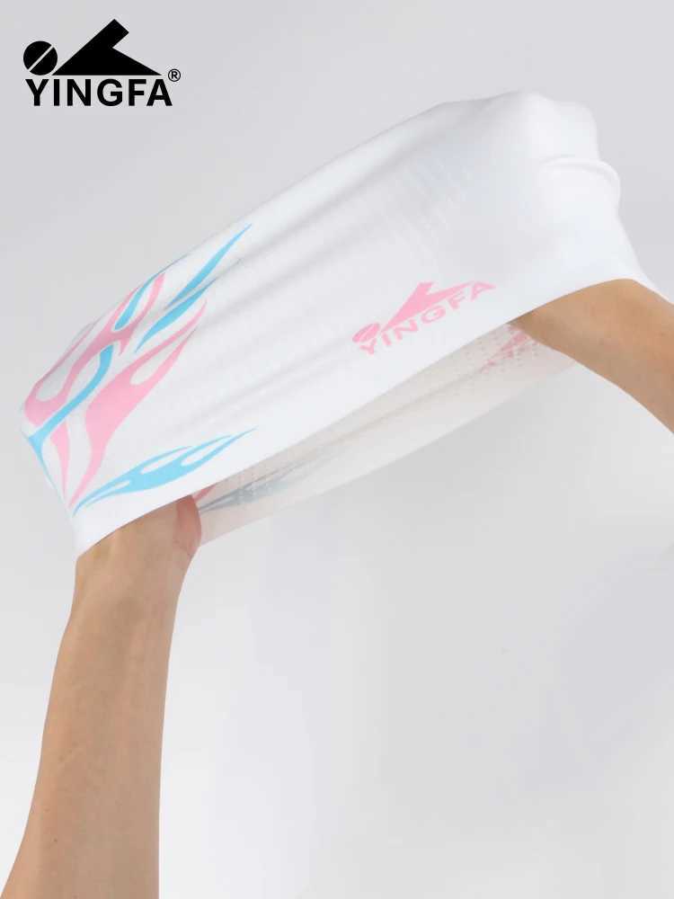 Yingfa 2024 new printed swimming cap womens adult elastic swimming cap waterproof ear protection long hair shower cap CL241009