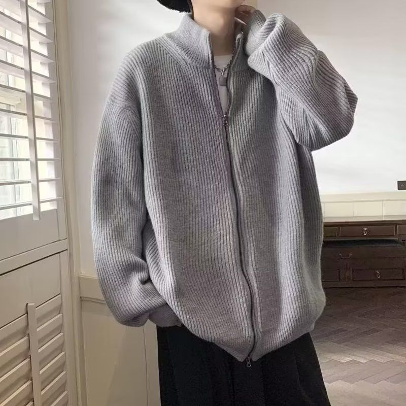 2024 new designer winter cardigan wool sweater loose and lazy style knitted sweater men's zipper sweater jacket